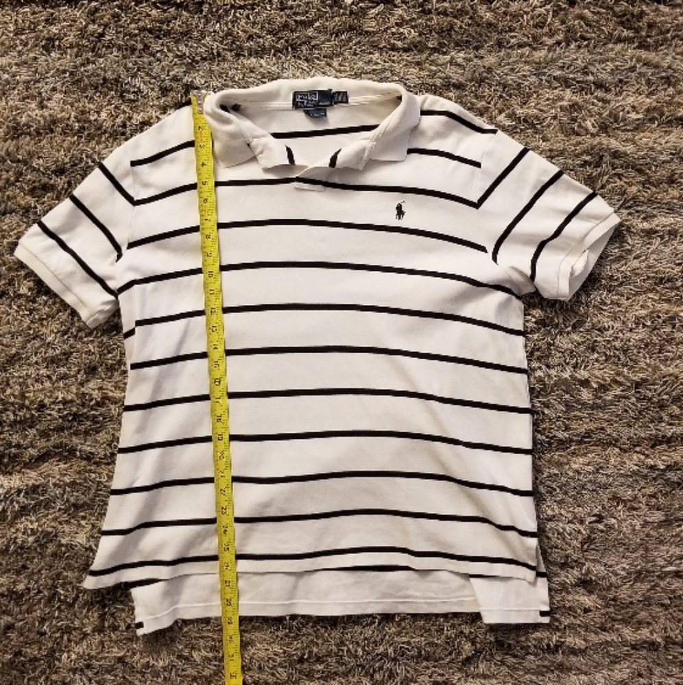 Polo by Ralph Lauren White and Black Striped Polo Shirt Clean Luxury Custom Fit